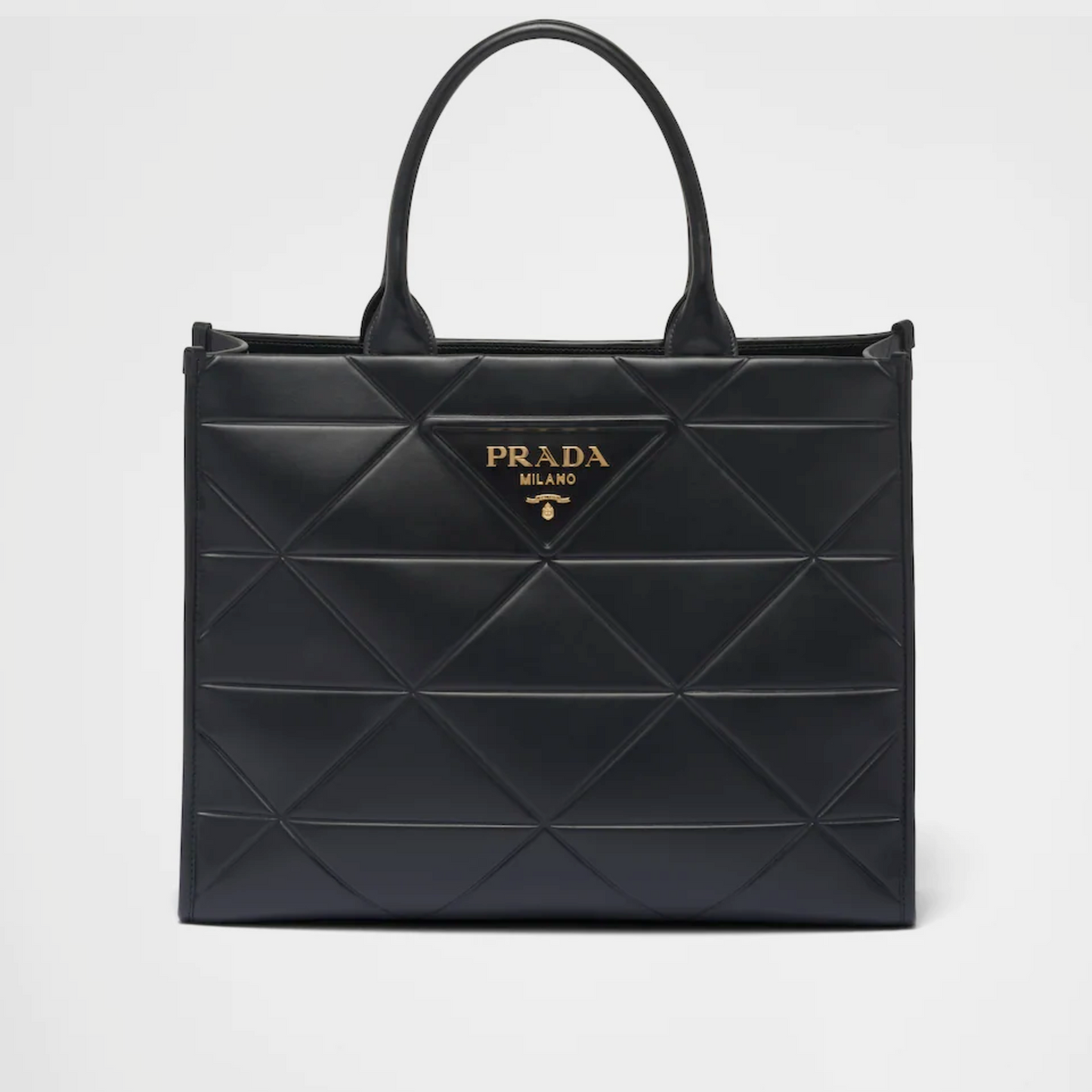 Large Leather PRD Symbole Bag With Topstitching Black