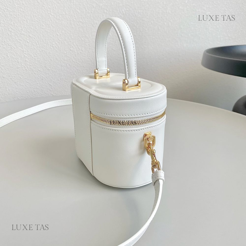 Latte Calfskin Small CD Signature Vanity Case