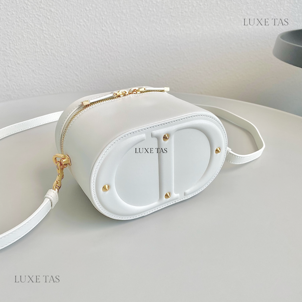 Latte Calfskin Small CD Signature Vanity Case