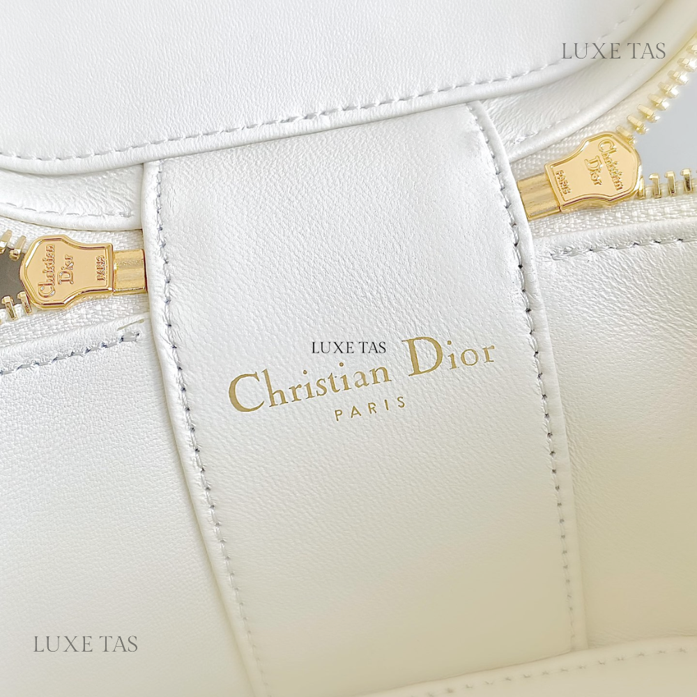 Latte Calfskin Small CD Signature Vanity Case