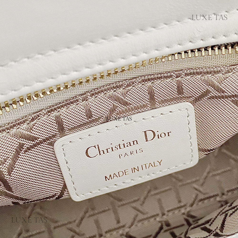 Latte Cannage Lambskin Mini Lady D Bag