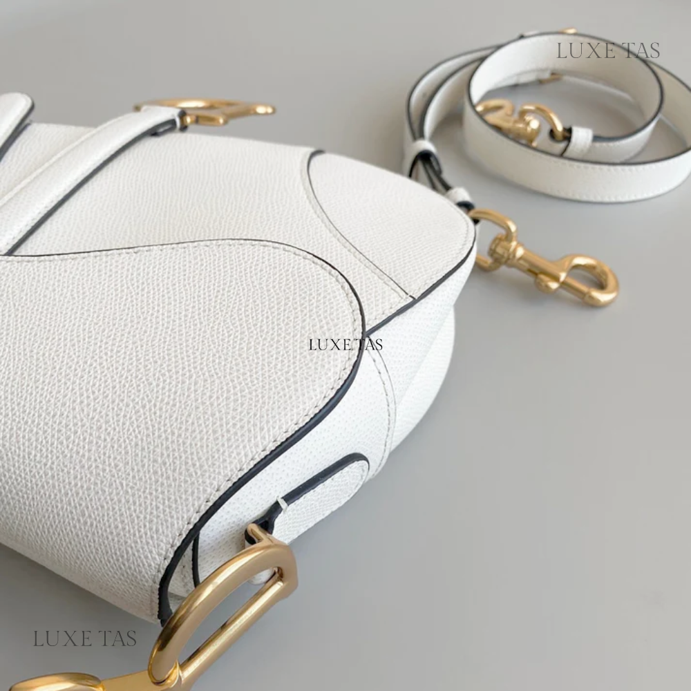 Latte Grained Calfskin Saddle Bag With Strap