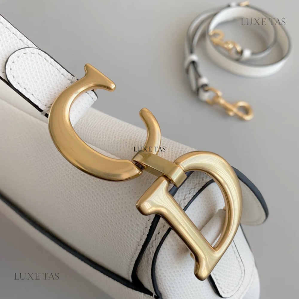 Latte Grained Calfskin Saddle Bag With Strap