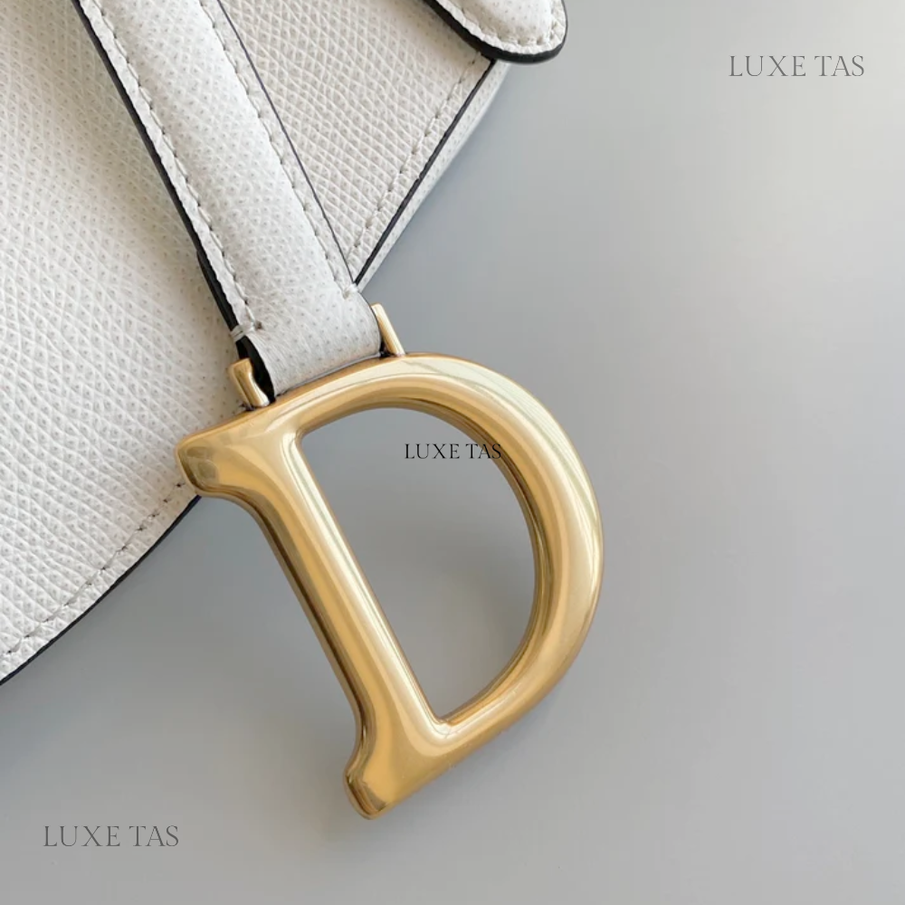 Latte Grained Calfskin Saddle Bag With Strap