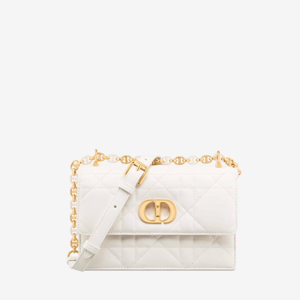 Latte Macrocannage Lambskin Miss Caro Mini Bag