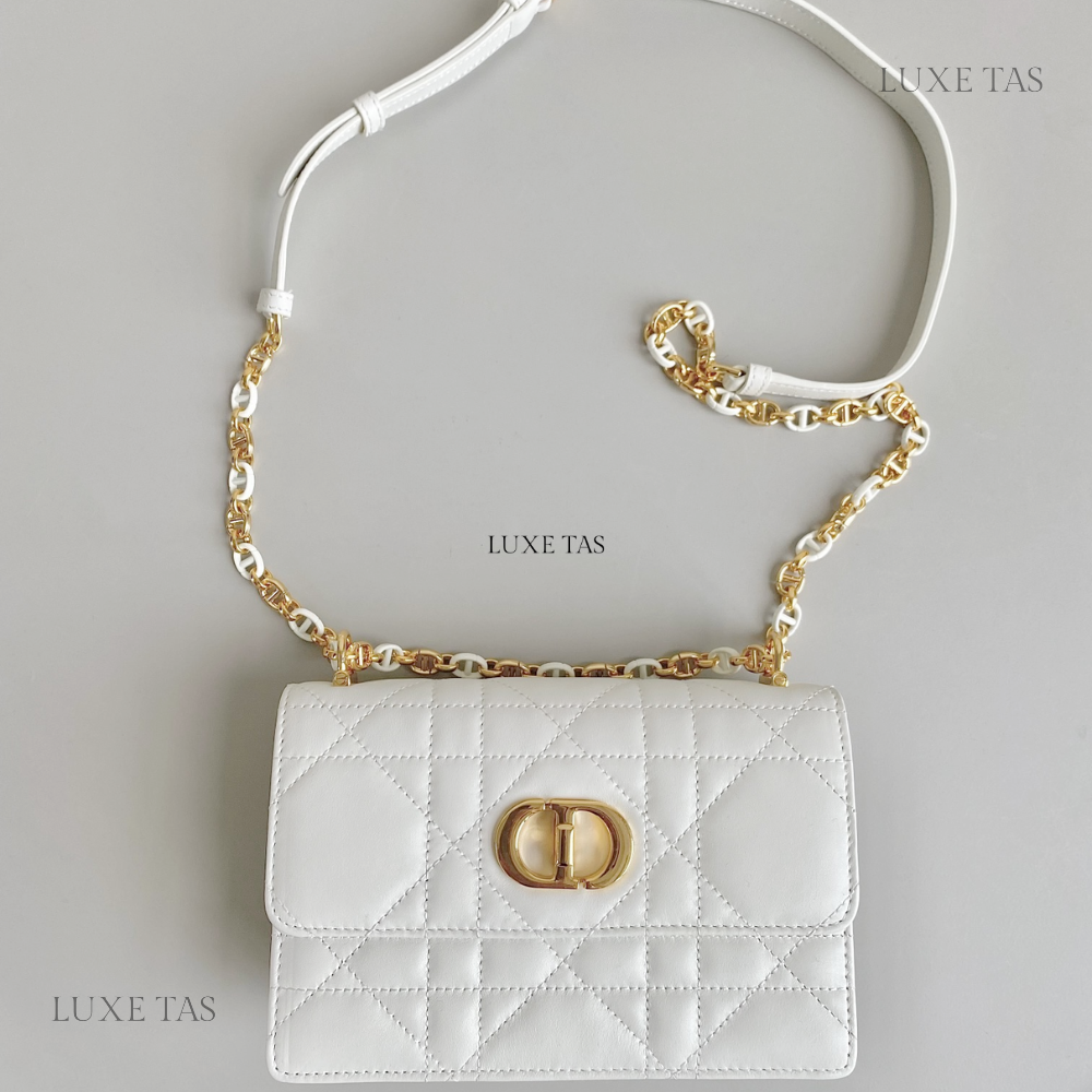 Latte Macrocannage Lambskin Miss Caro Mini Bag