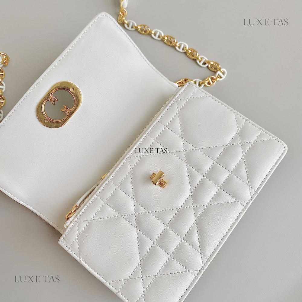 Latte Macrocannage Lambskin Miss Caro Mini Bag