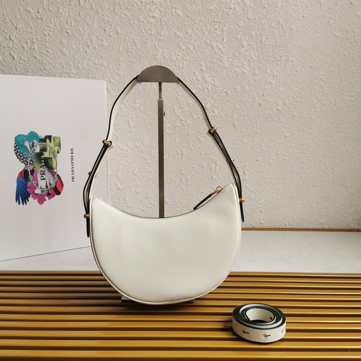 Leather Shoulder Bag White