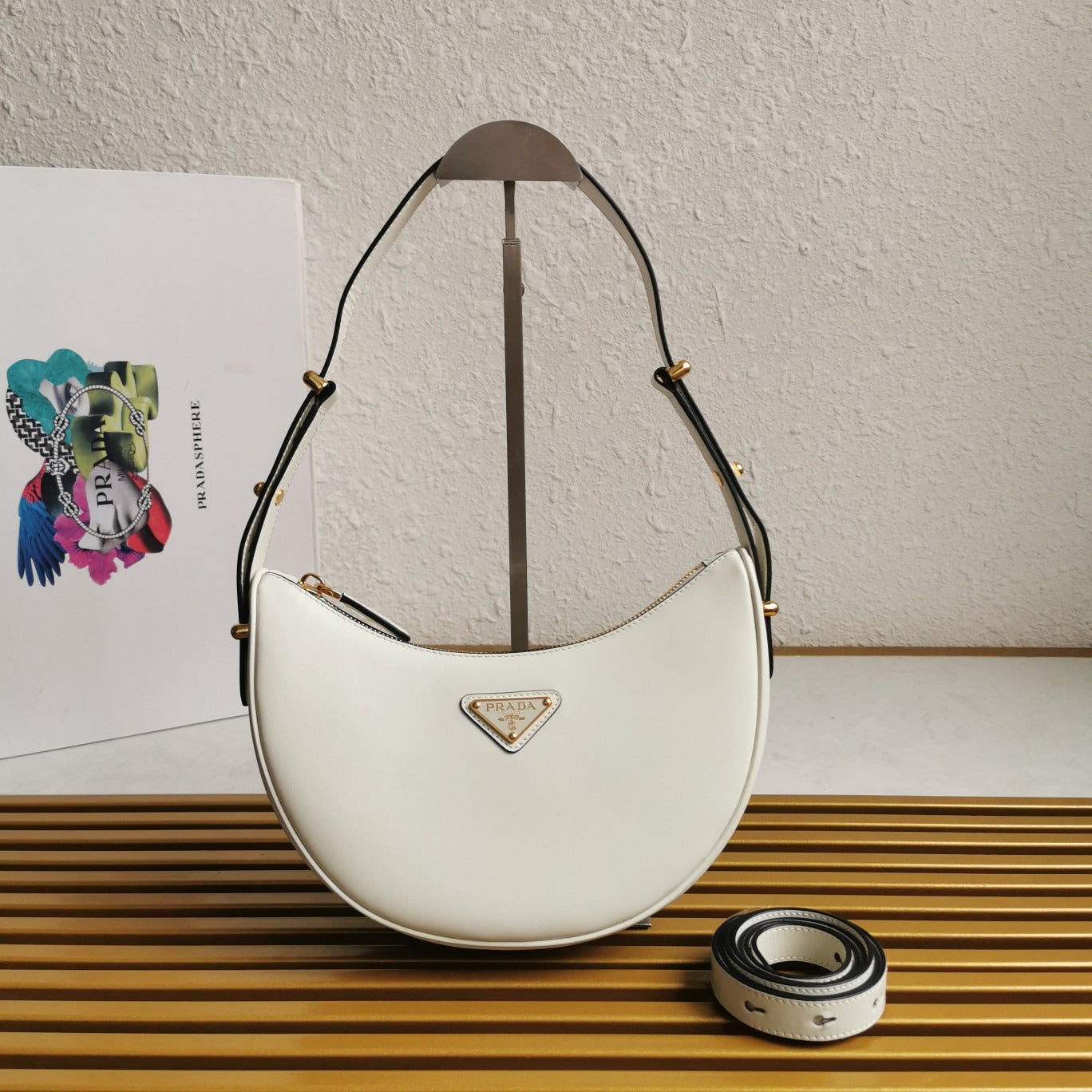 Leather Shoulder Bag White