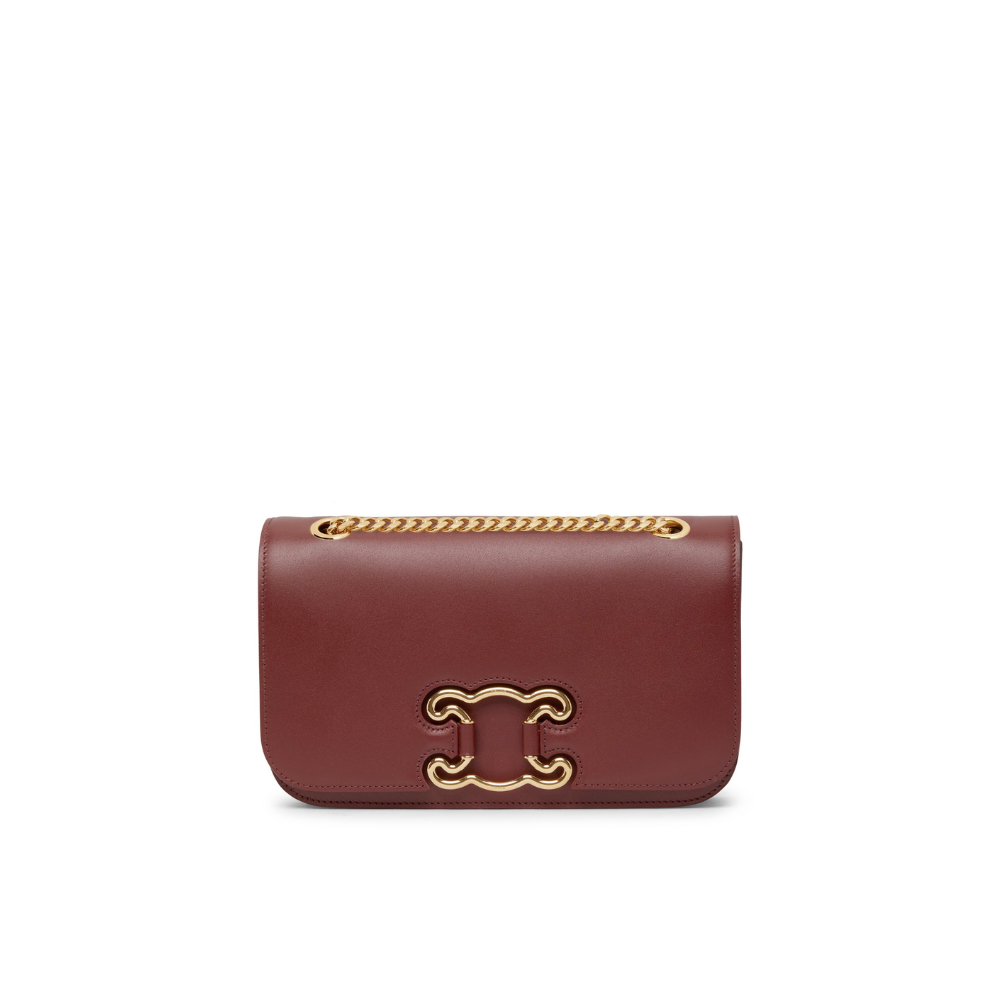 Light Burgundy Medium Bag Triomphe Frame In Shiny Calfskin