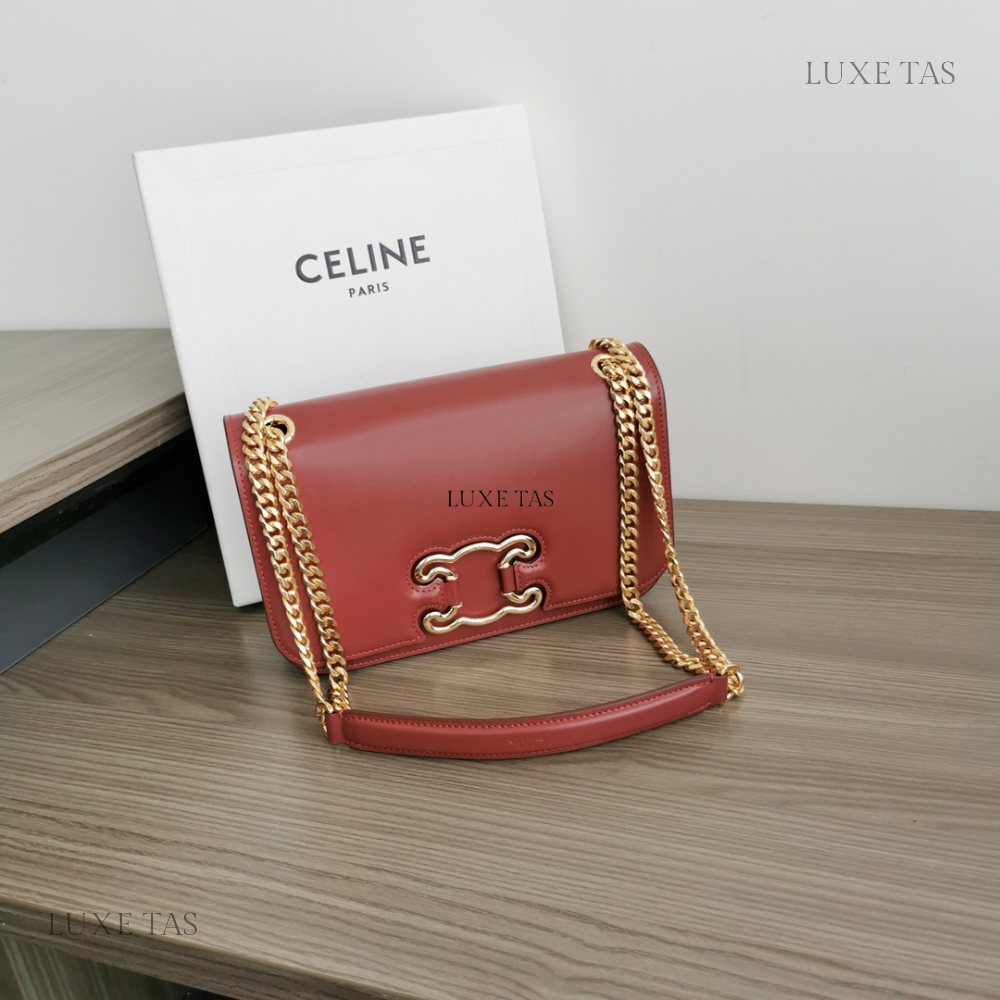 Light Burgundy Medium Bag Triomphe Frame In Shiny Calfskin