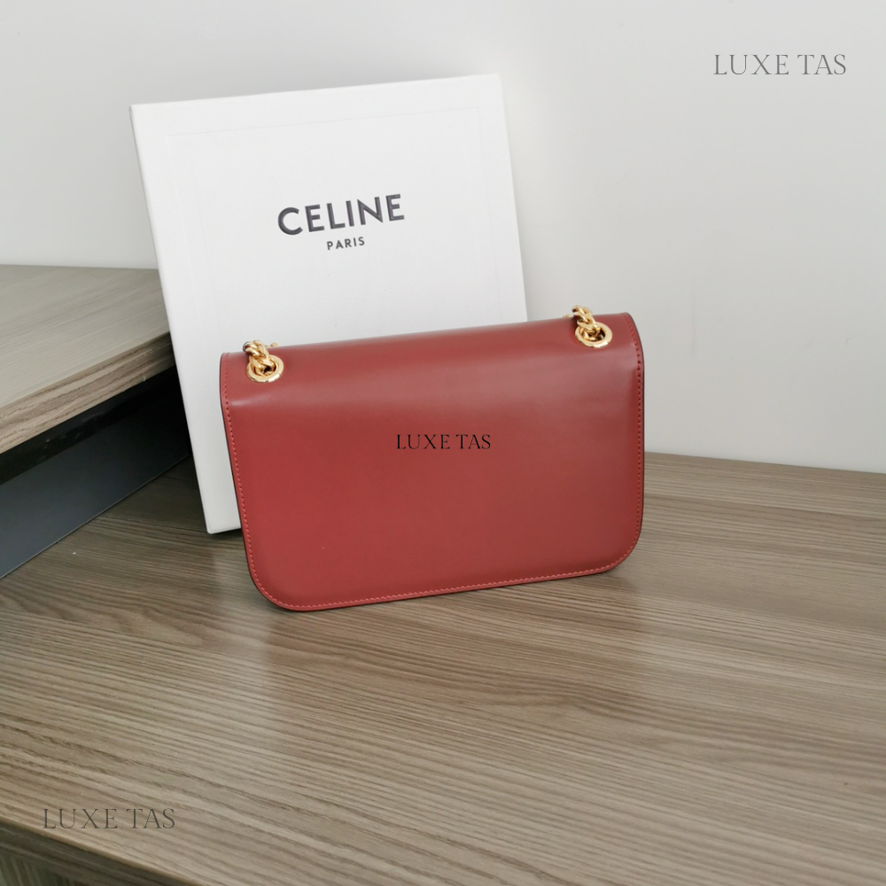 Light Burgundy Medium Bag Triomphe Frame In Shiny Calfskin