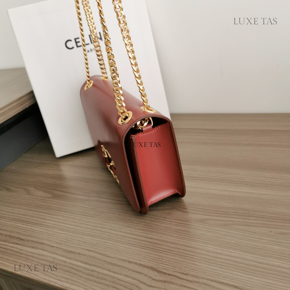 Light Burgundy Medium Bag Triomphe Frame In Shiny Calfskin