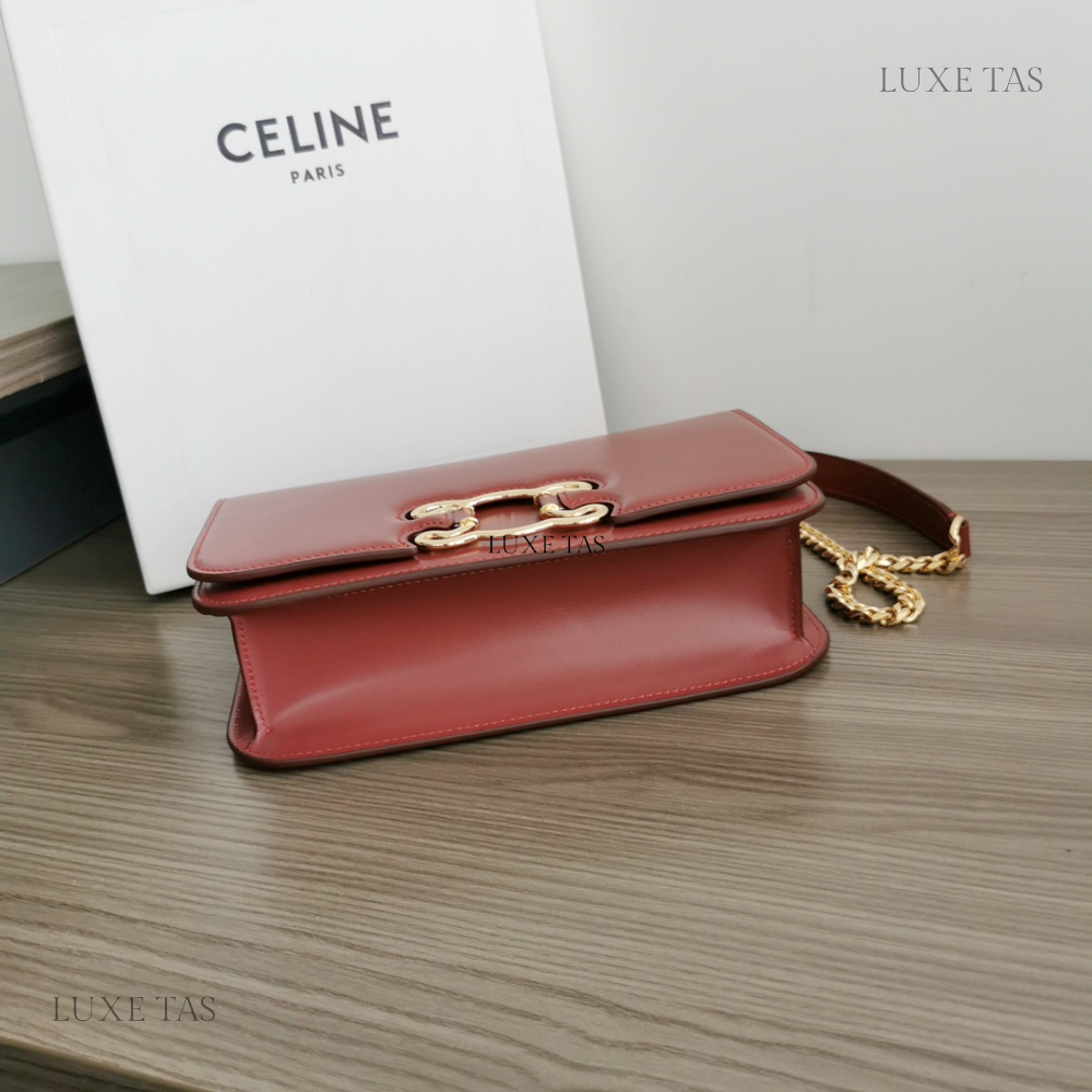 Light Burgundy Medium Bag Triomphe Frame In Shiny Calfskin