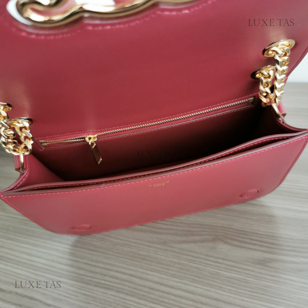 Light Burgundy Medium Bag Triomphe Frame In Shiny Calfskin