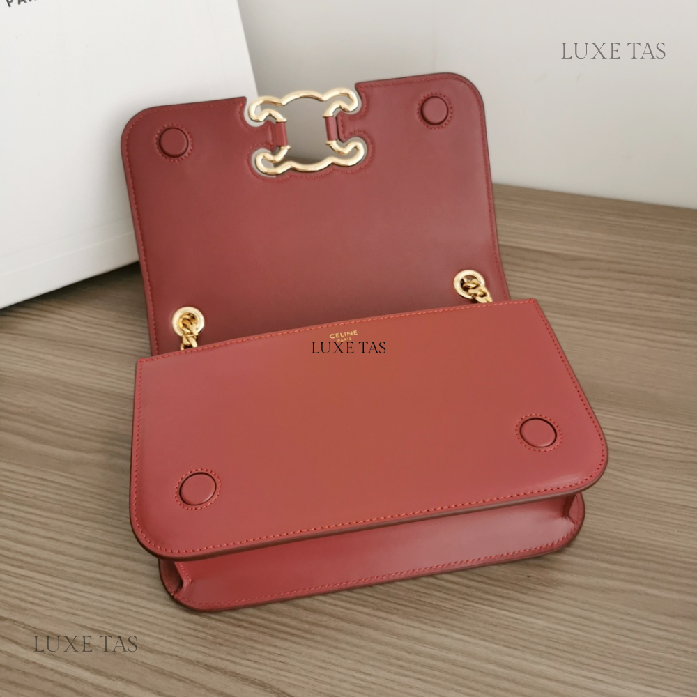 Light Burgundy Medium Bag Triomphe Frame In Shiny Calfskin
