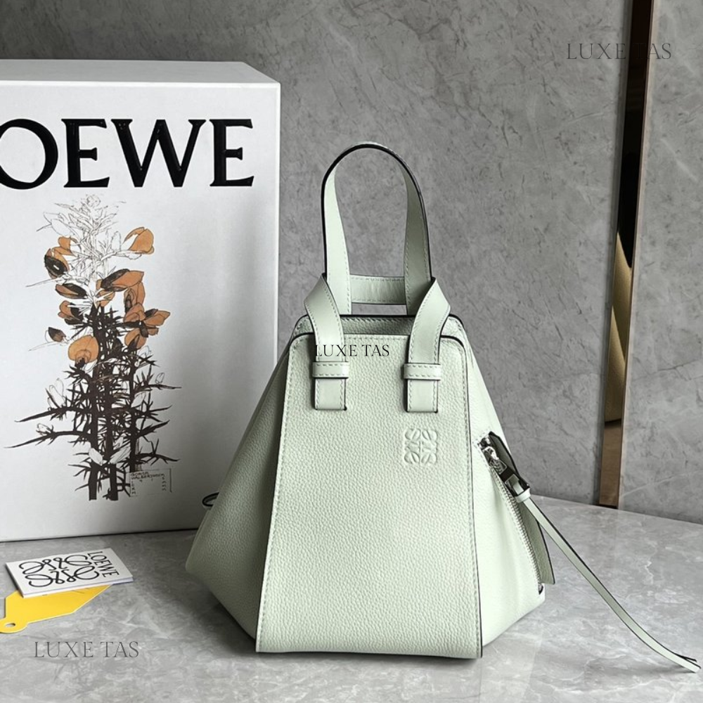 Light Celadon Compact Hammock Bag In Soft Grained Calfskin - Leather Crossbody Bag for Women