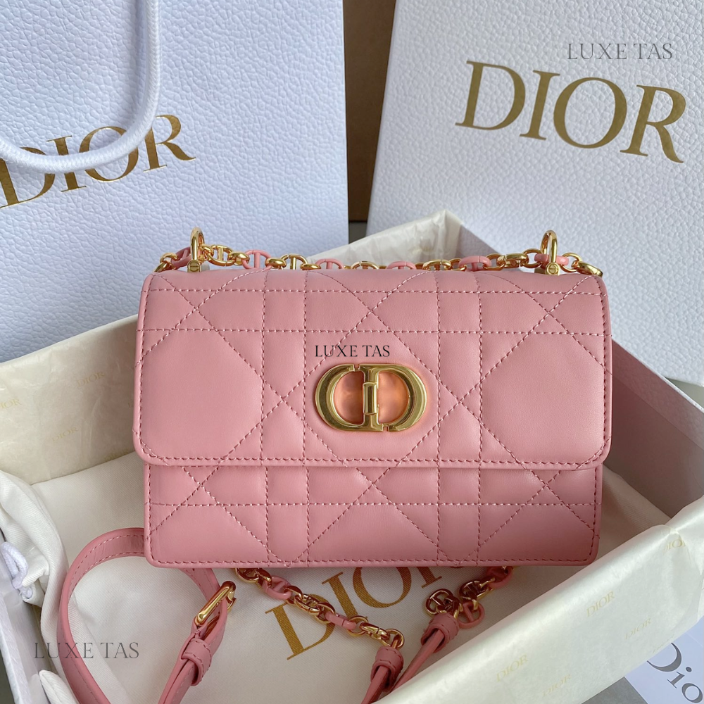 Light Pink Macrocannage Lambskin Miss Caro Mini Bag