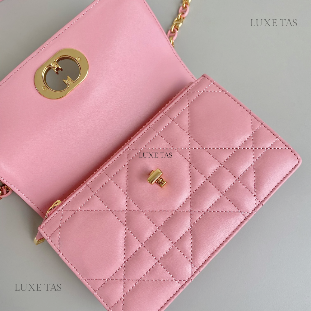 Light Pink Macrocannage Lambskin Miss Caro Mini Bag