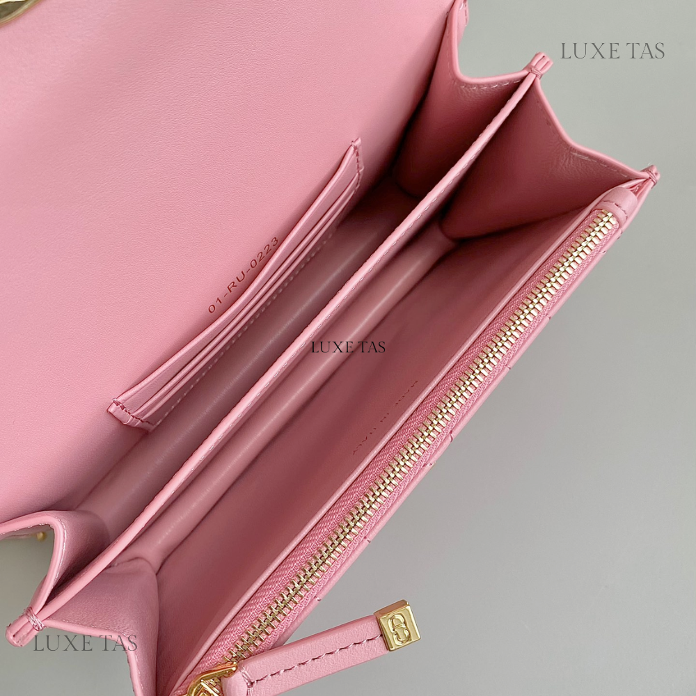 Light Pink Macrocannage Lambskin Miss Caro Mini Bag