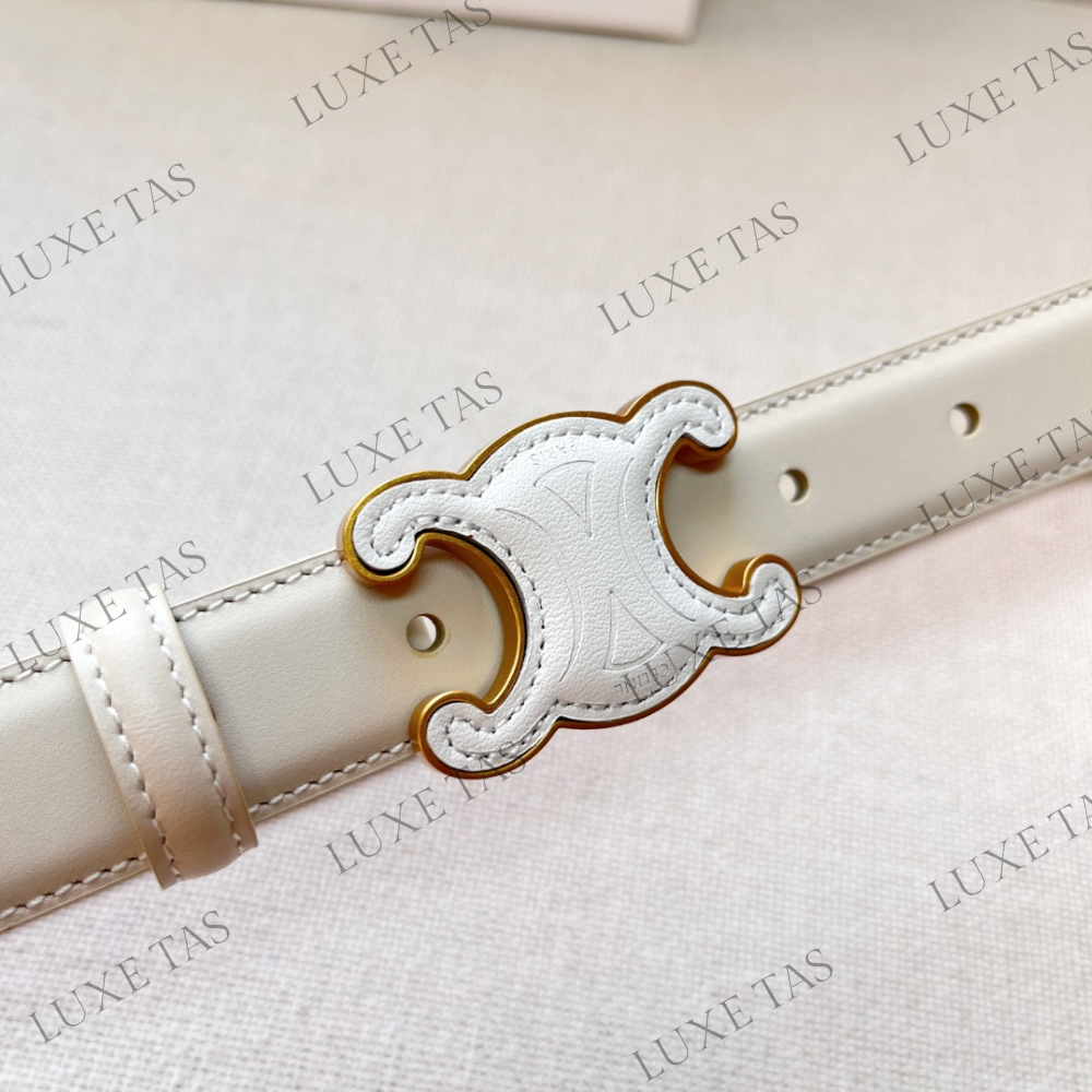 Limestone Medium Cuir Triomphe Belt In Smooth Calfskin