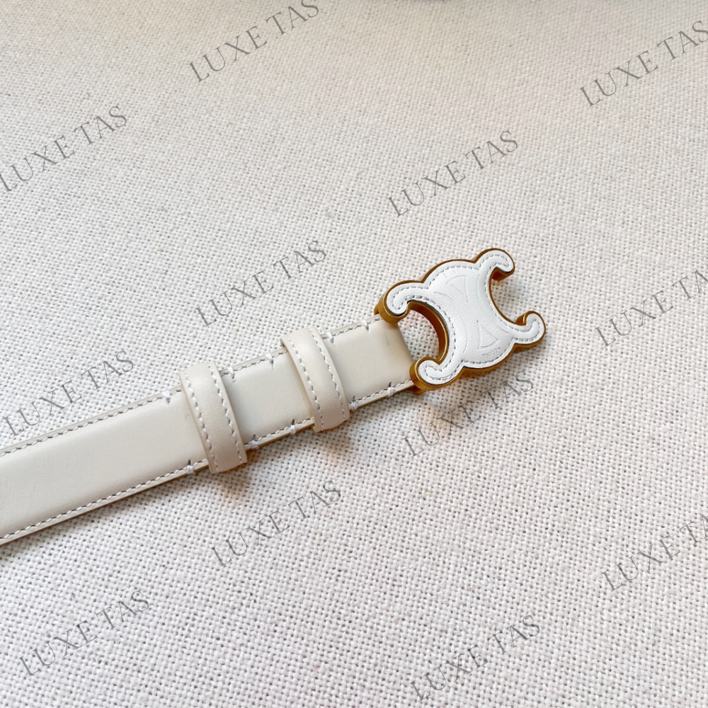 Limestone Medium Cuir Triomphe Belt In Smooth Calfskin