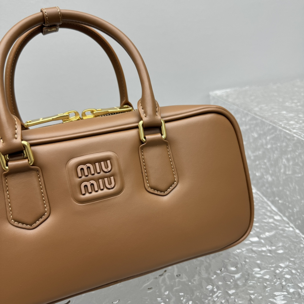 MM Arcadie Leather Bag Cognac Leather Handbag for Women