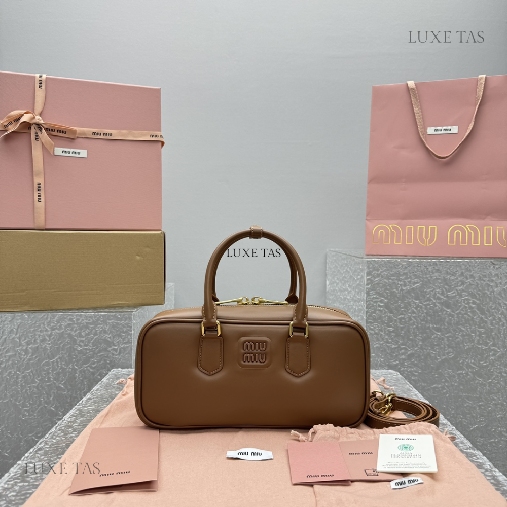 MM Arcadie Leather Bag Cognac Leather Handbag for Women