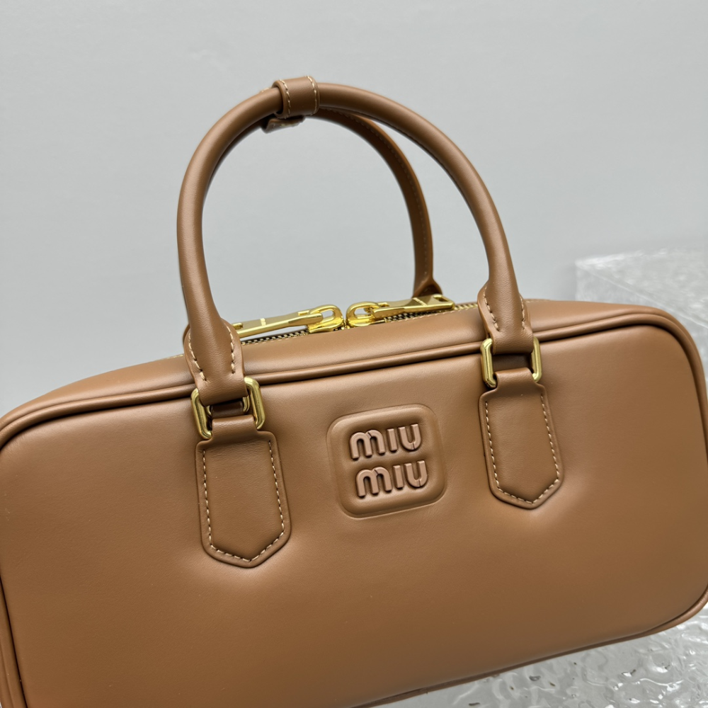MM Arcadie Leather Bag Cognac Leather Handbag for Women