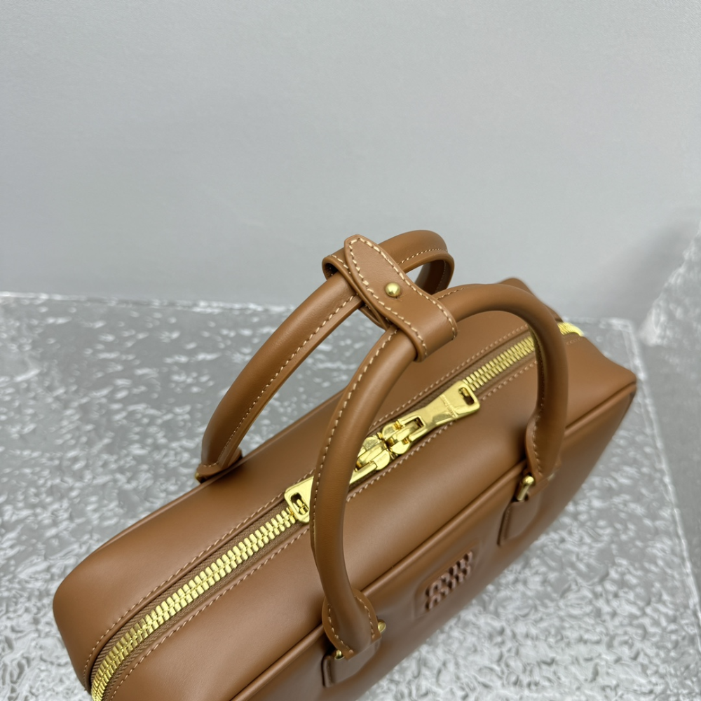 MM Arcadie Leather Bag Cognac Leather Handbag for Women