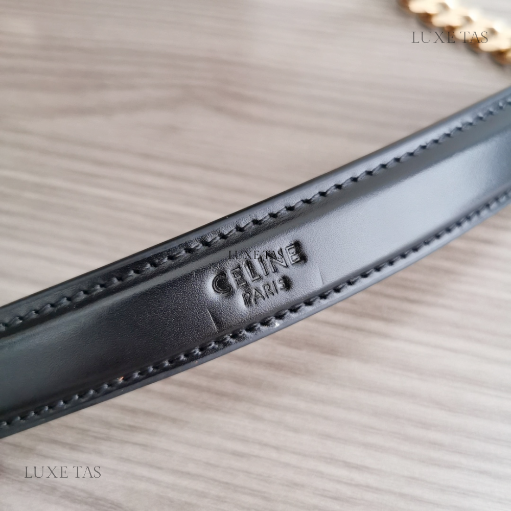 Schwarze mittelgroße Tasche Triomphe Frame aus glänzendem Kalbsleder, Umhängetasche für Damen