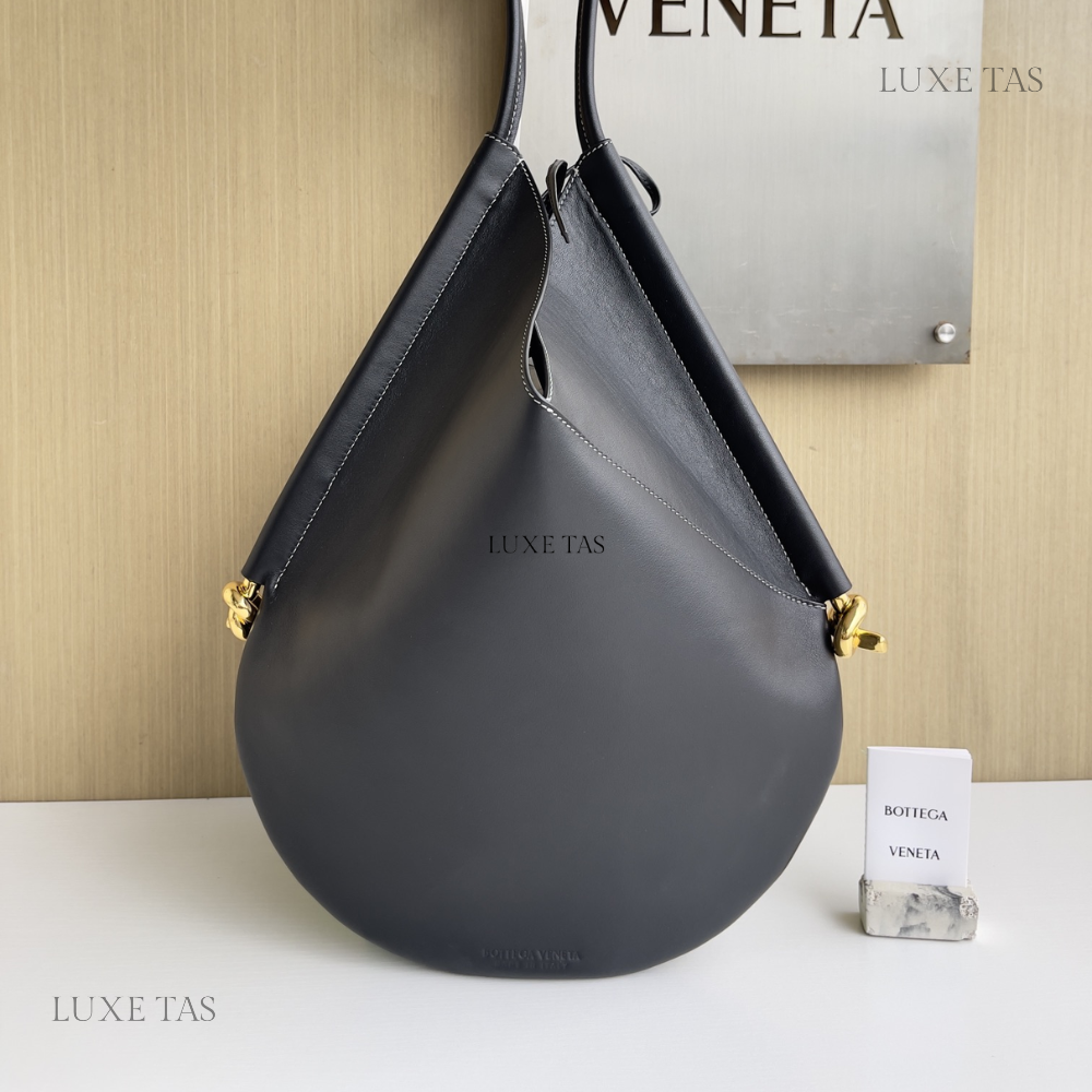 Medium Solstice Black Leather Tote Bag for Women