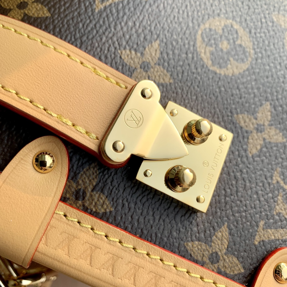 Monogram Canvas Side Trunk MM Leather Shoulder Bag for Women