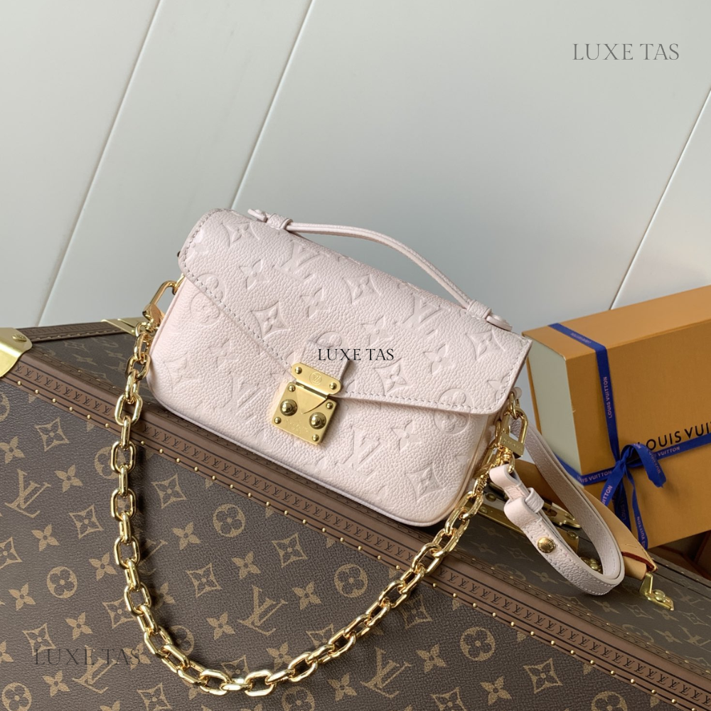 Monogram Empreinte Leather Pink Opale Pochette Métis East West Leather Handbag for Women