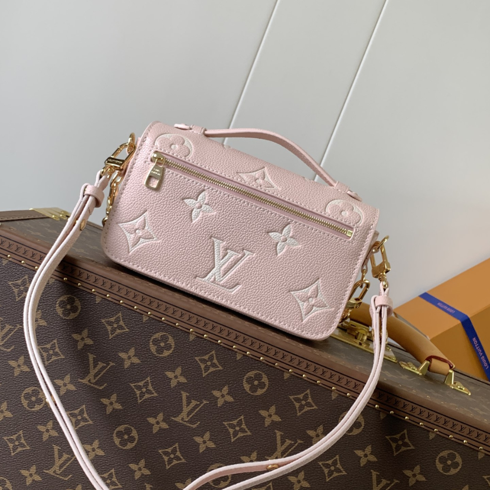 Monogram Empreinte Leather Pink Quartz Pochette Métis East West Leather Handbag for Women