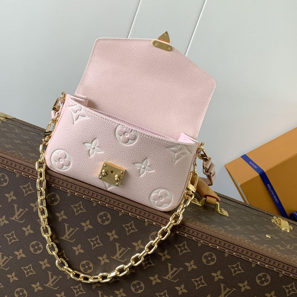 Monogram Empreinte Leather Pink Quartz Pochette Métis East West Leather Handbag for Women