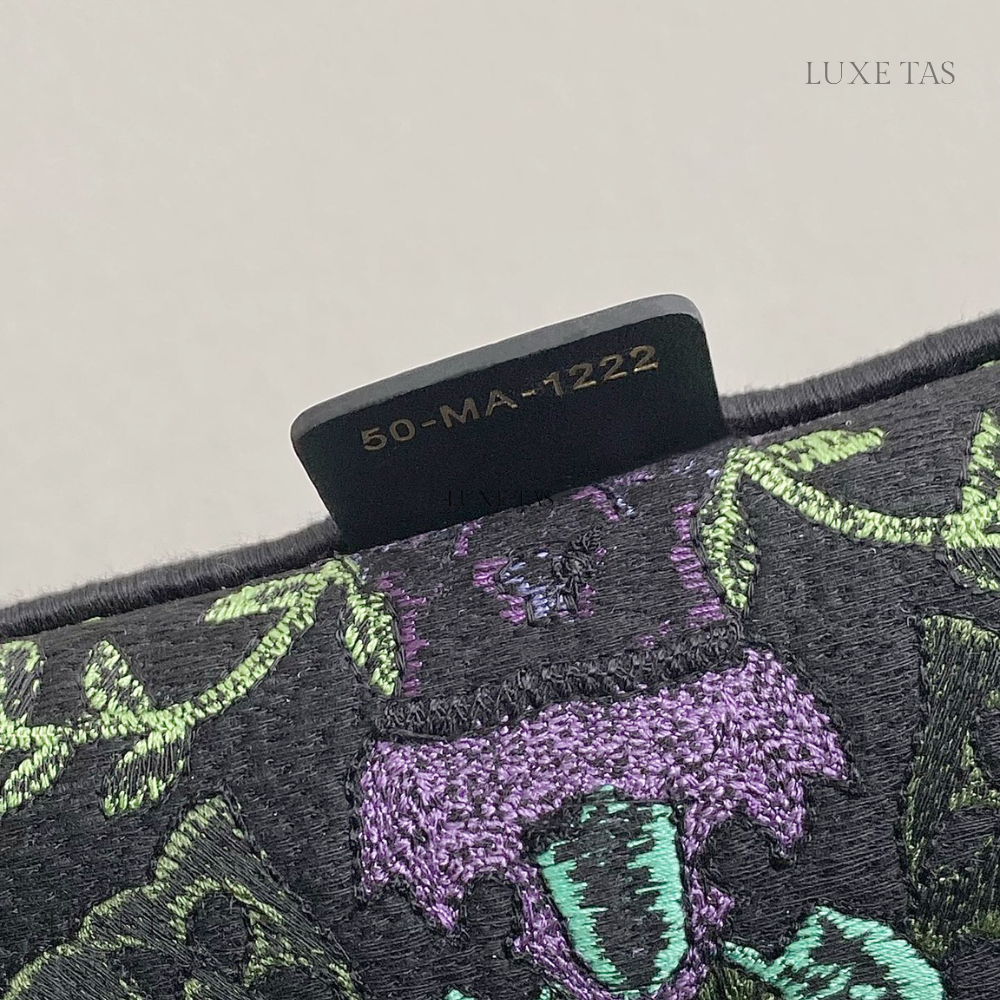 Multicolor Purple Embroidery Large D Book Tote