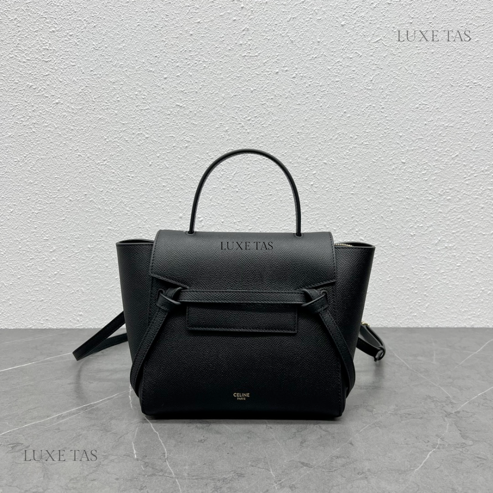 Nano Belt Bag In Grained Calfskin Black