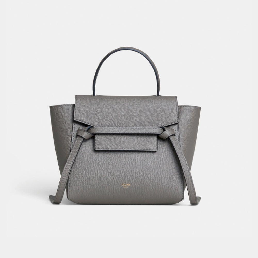 Nano Belt Bag In Grained Calfskin Grey