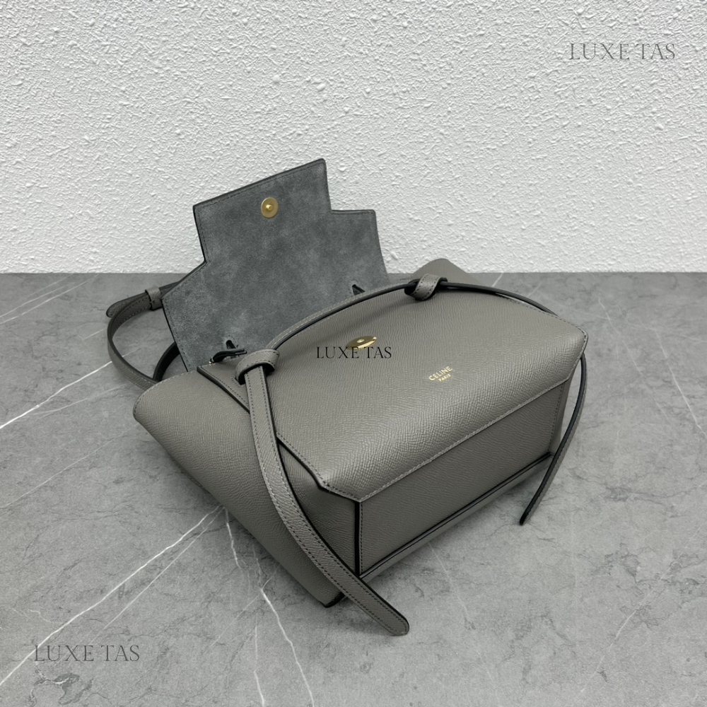 Nano Belt Bag In Grained Calfskin Grey