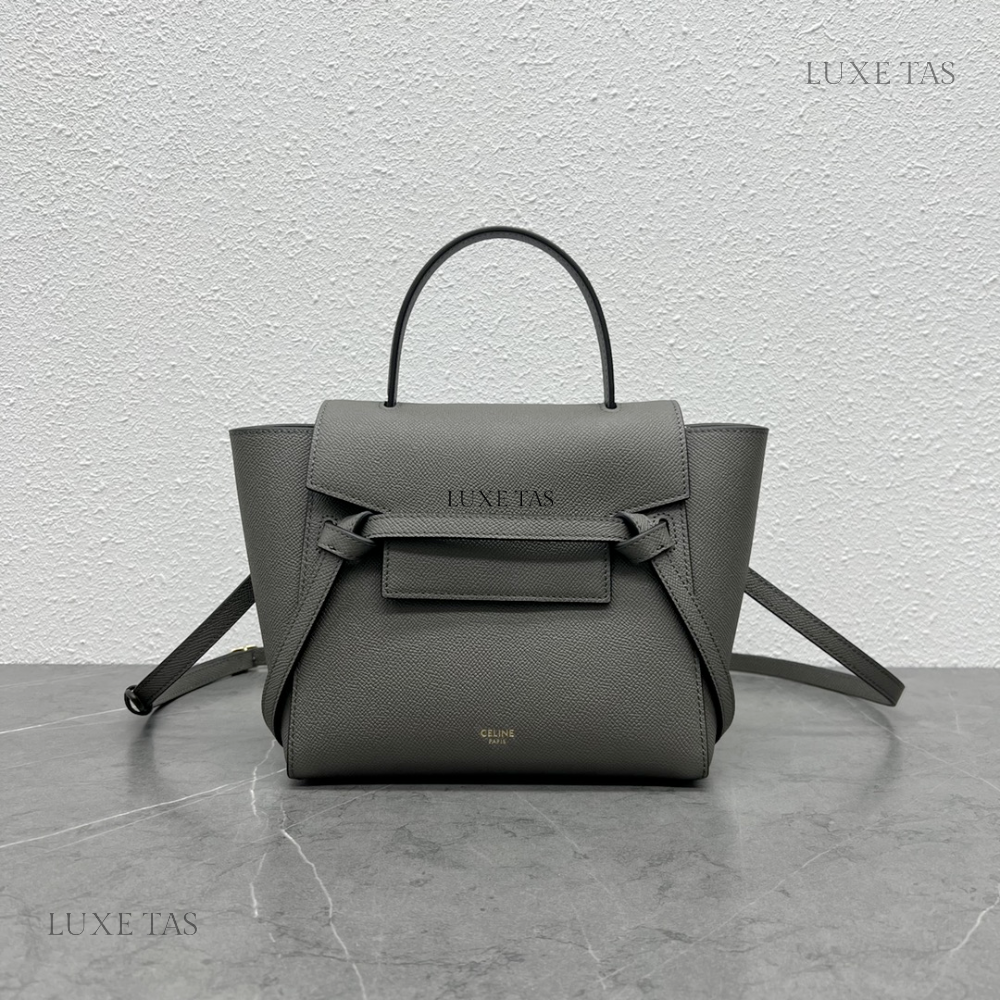 Nano Belt Bag In Grained Calfskin Grey
