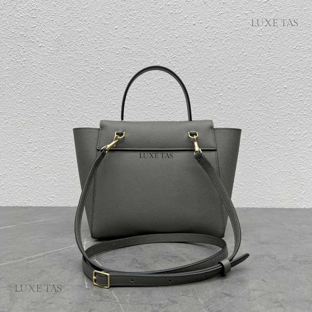 Nano Belt Bag In Grained Calfskin Grey