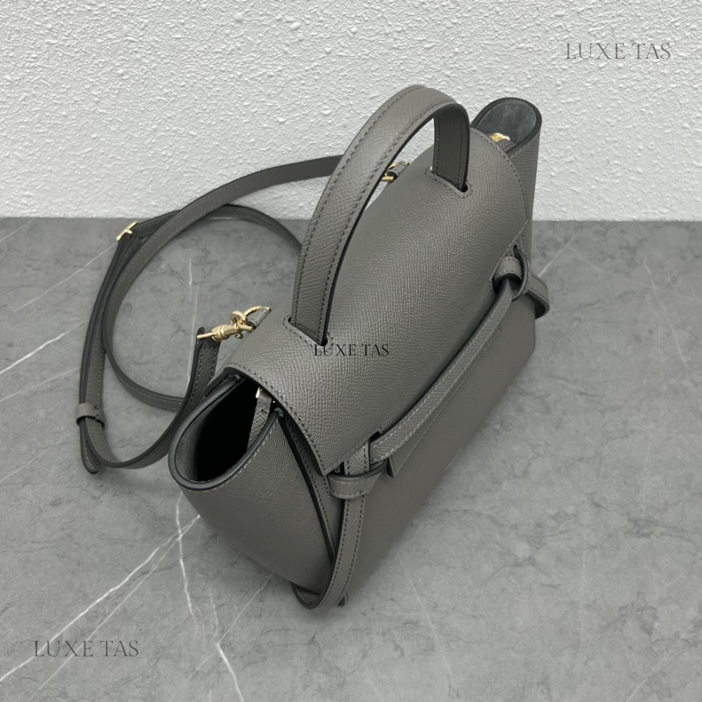 Nano Belt Bag In Grained Calfskin Grey
