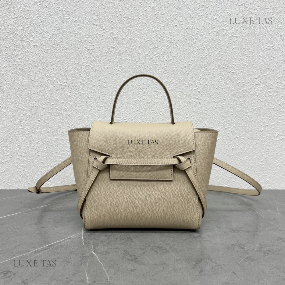 Nano Belt Bag In Grained Calfskin Light Taupe
