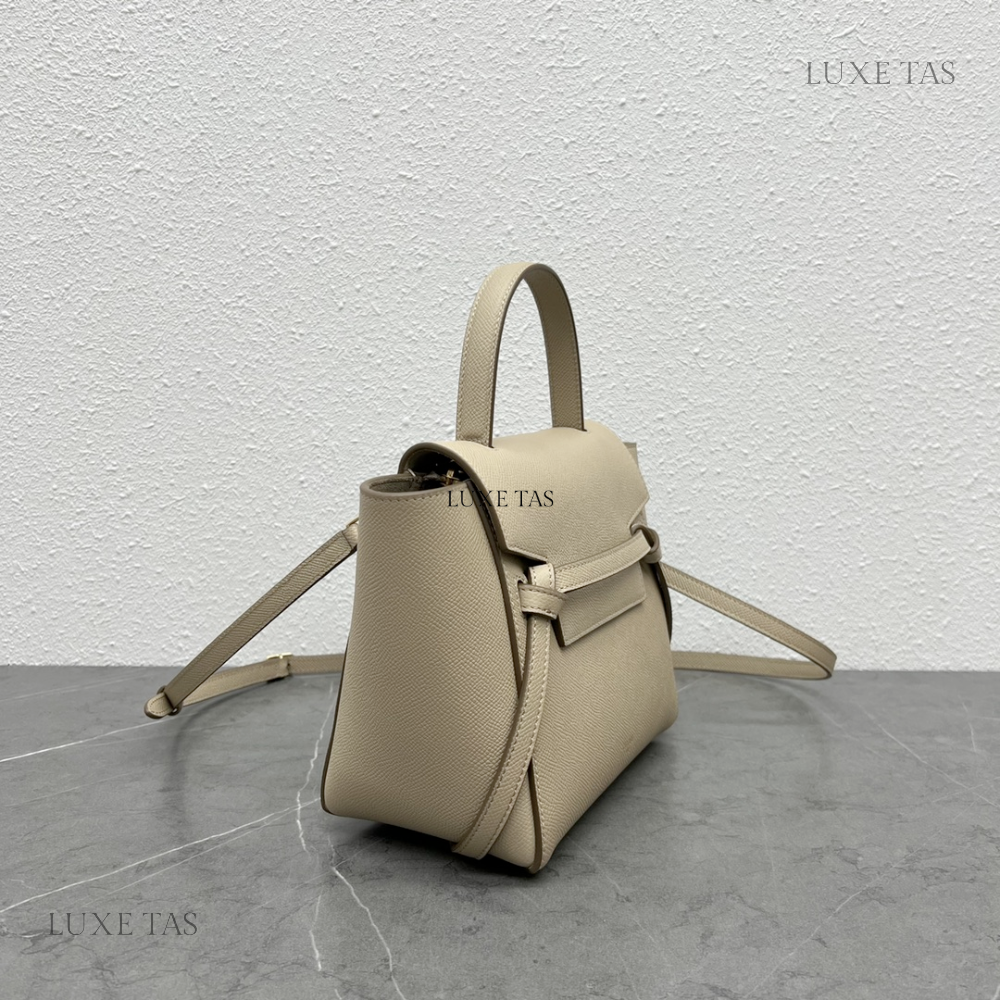 Nano Belt Bag In Grained Calfskin Light Taupe
