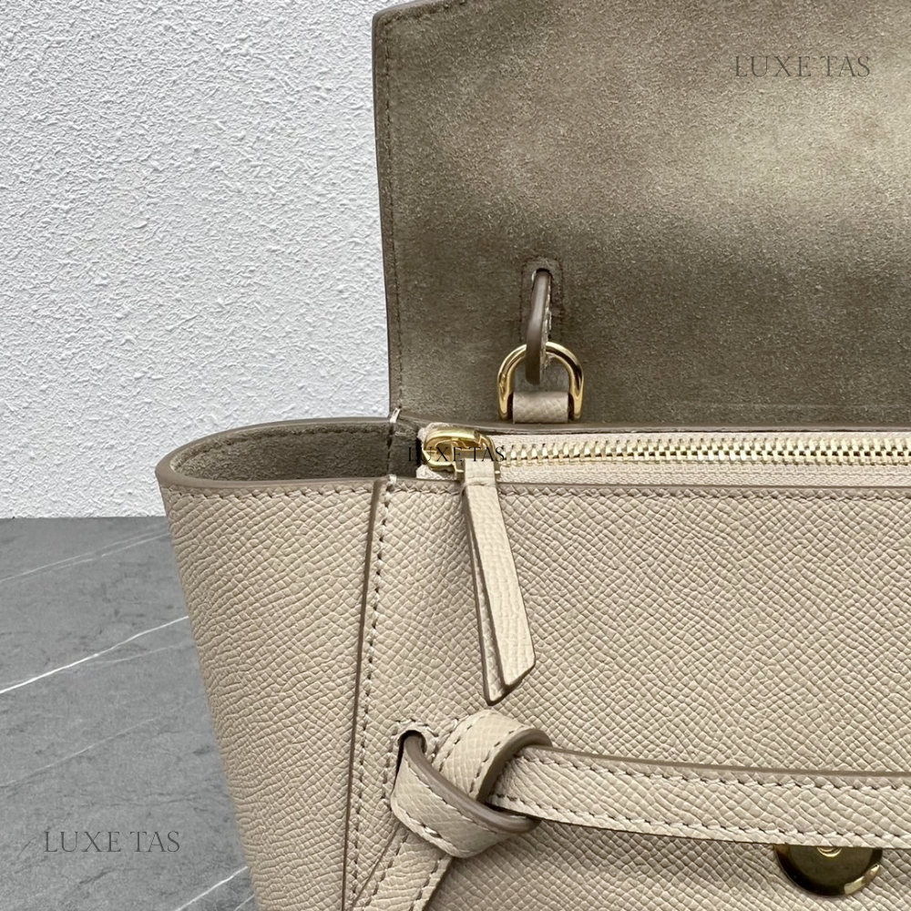 Nano Belt Bag In Grained Calfskin Light Taupe