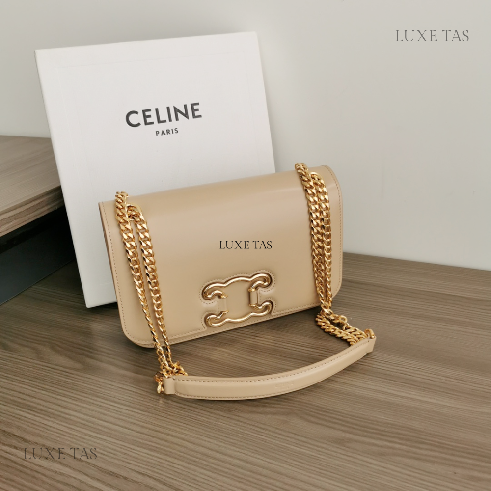 Natural Medium Bag Triomphe Frame In Shiny Calfski