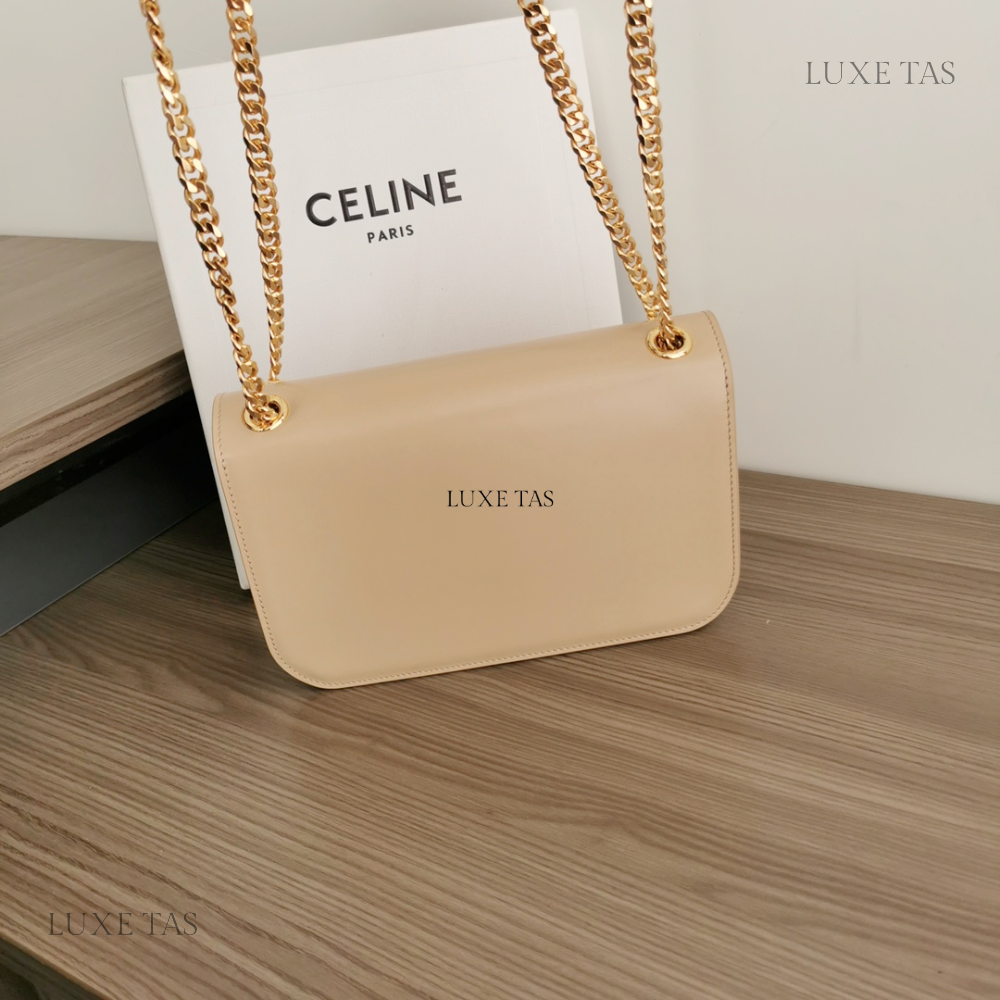 Natural Medium Bag Triomphe Frame In Shiny Calfski