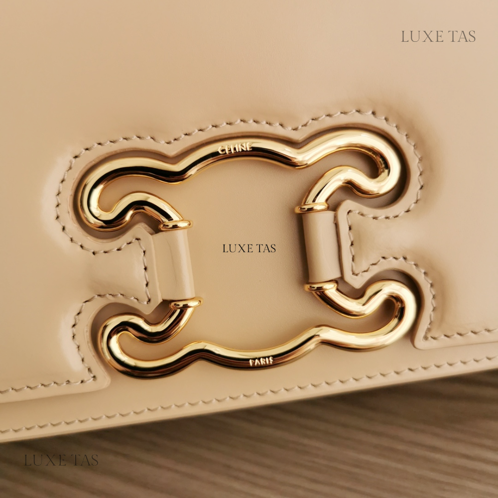 Natural Medium Bag Triomphe Frame In Shiny Calfski