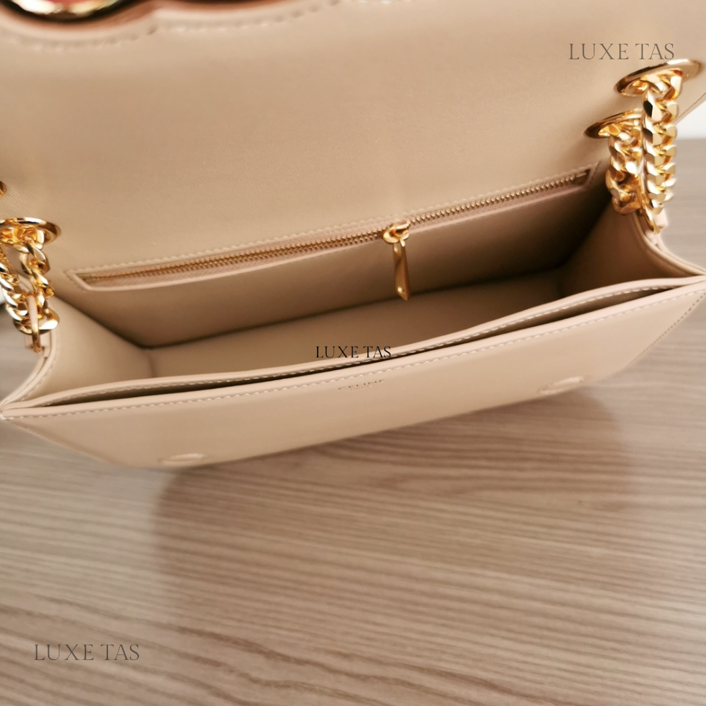 Natural Medium Bag Triomphe Frame In Shiny Calfski